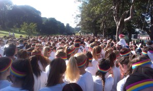 Can you see me? I'm the one in the white shirt.